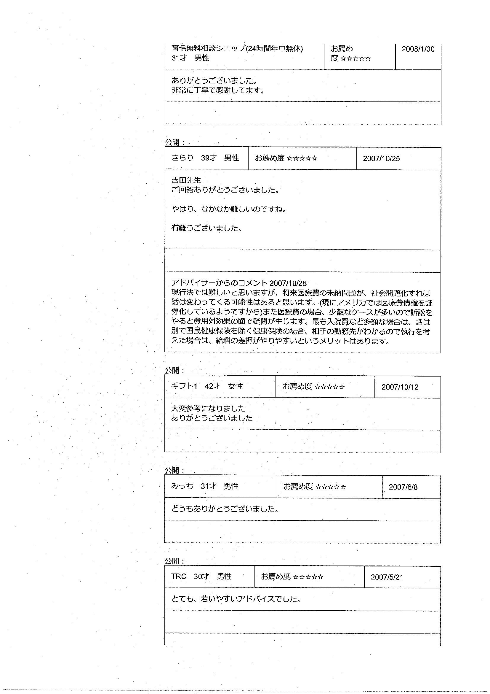 お客様の声